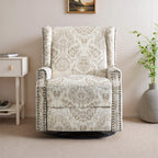Fauteuil inclinable pivotant à motif floral de 29 po de largeur, à poussoir manuel