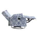 Fauteuil inclinable pivotant à motif floral de 29 po de largeur, à poussoir manuel