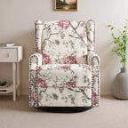 Fauteuil inclinable pivotant à motif floral de 29 po de largeur, à poussoir manuel