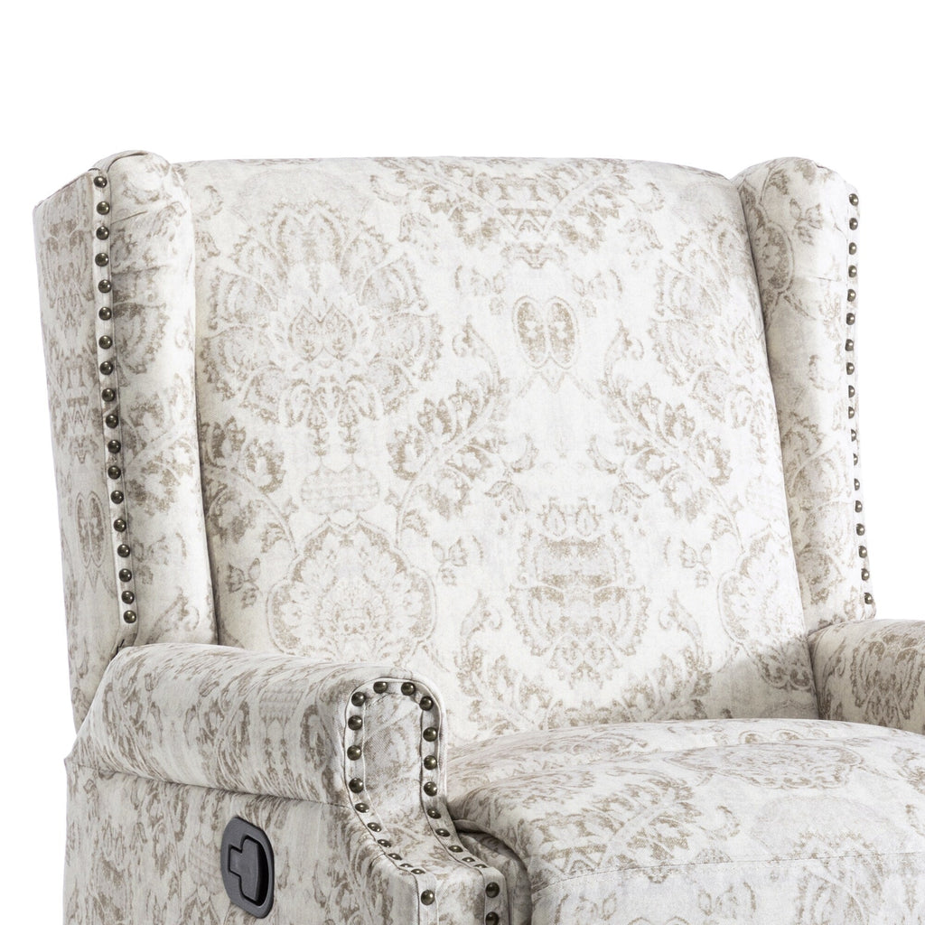 Fauteuil inclinable pivotant à motif floral de 29 po de largeur, à poussoir manuel