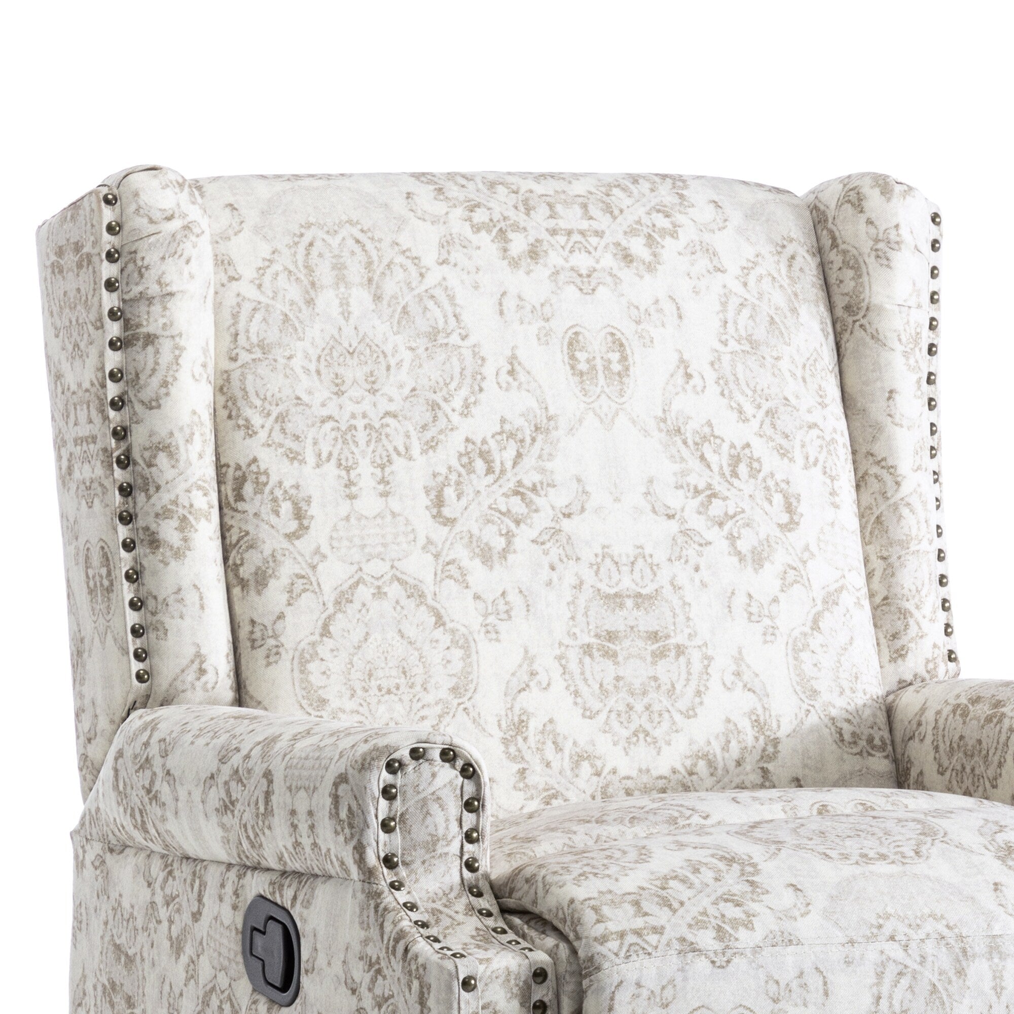 Fauteuil inclinable pivotant à motif floral de 29 po de largeur, à poussoir manuel