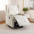 Fauteuil inclinable pivotant à motif floral de 29 po de largeur, à poussoir manuel