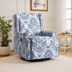 Fauteuil inclinable pivotant à motif floral de 29 po de largeur, à poussoir manuel