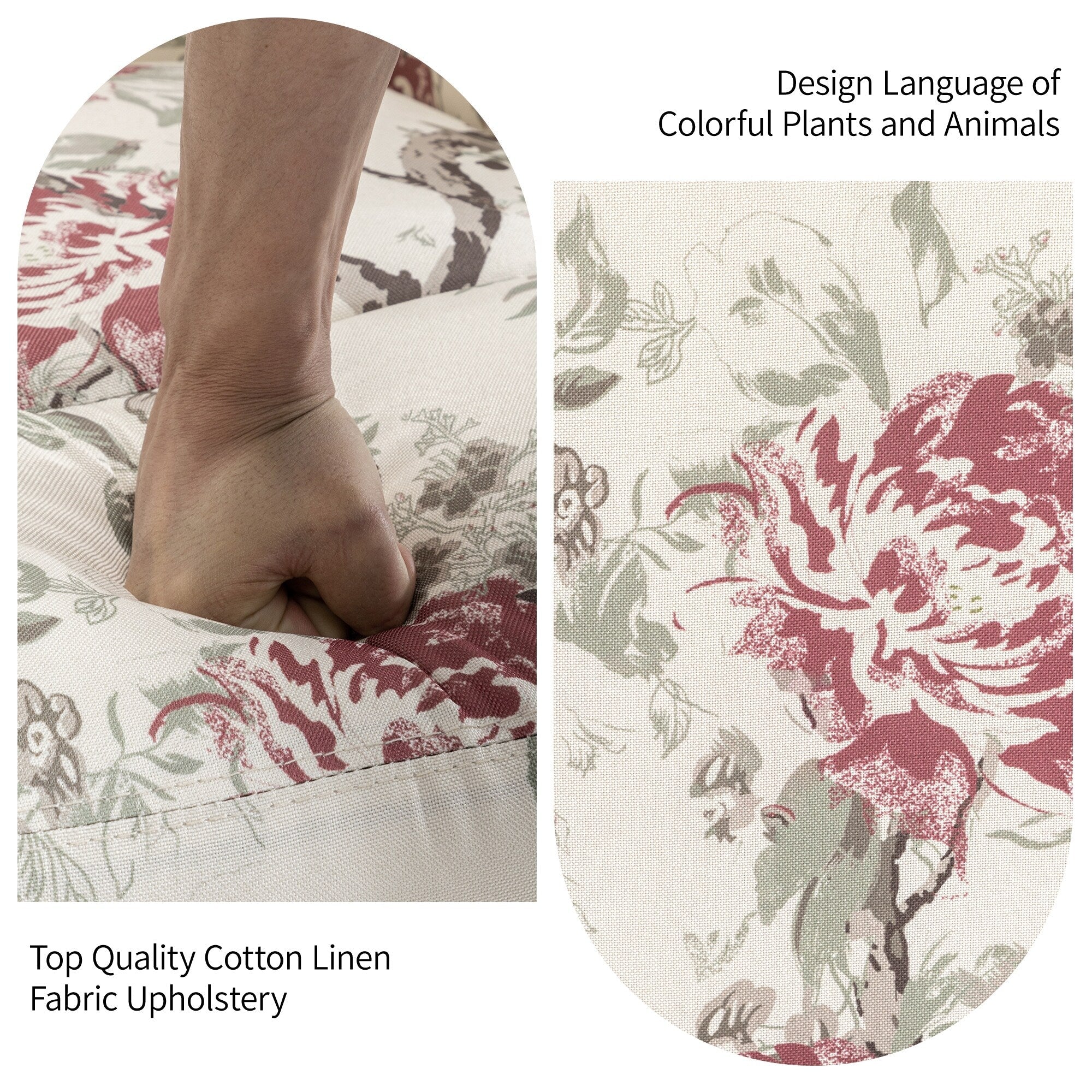 Fauteuil inclinable pivotant à motif floral de 29 po de largeur, à poussoir manuel