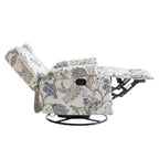 Fauteuil inclinable pivotant à motif floral de 29 po de largeur, à poussoir manuel