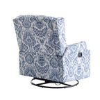 Fauteuil inclinable pivotant à motif floral de 29 po de largeur, à poussoir manuel