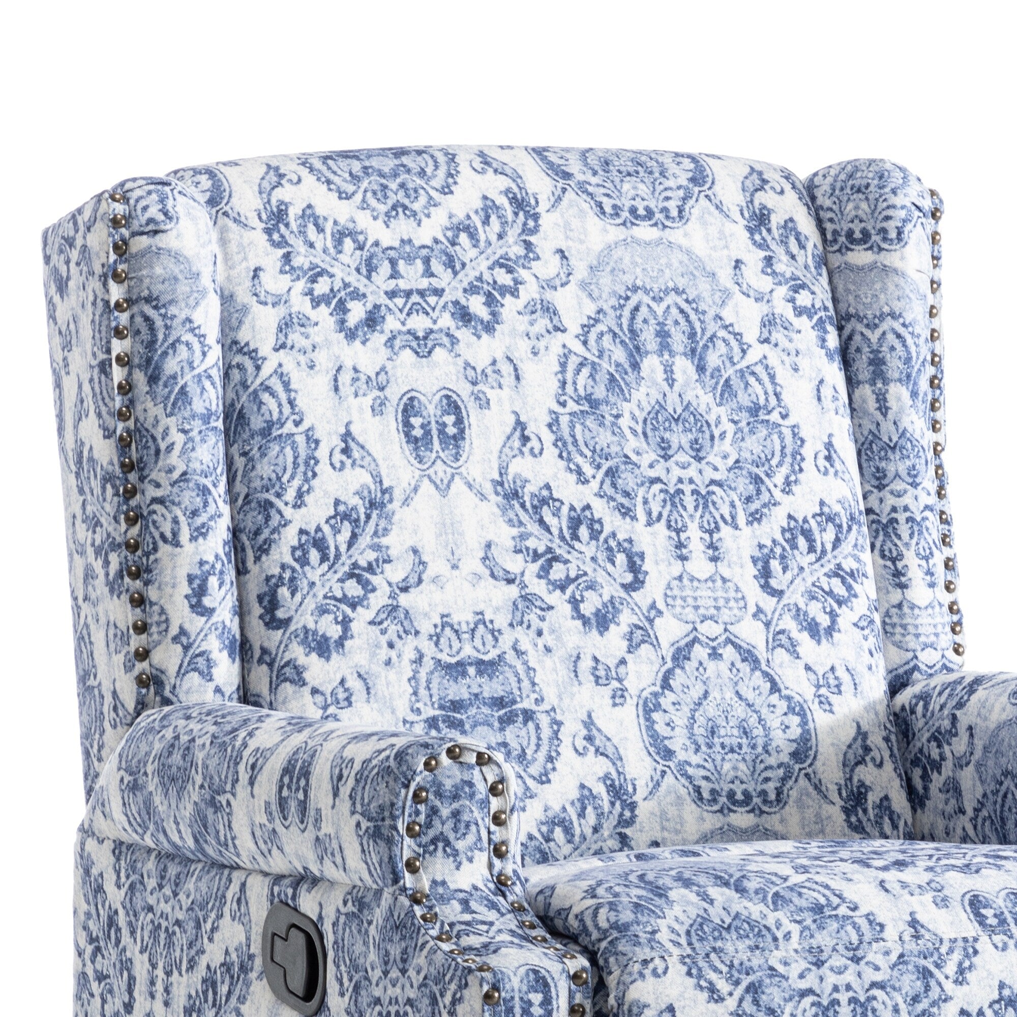 Fauteuil inclinable pivotant à motif floral de 29 po de largeur, à poussoir manuel