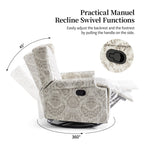 Fauteuil inclinable pivotant à motif floral de 29 po de largeur, à poussoir manuel