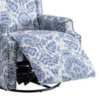 Fauteuil inclinable pivotant à motif floral de 29 po de largeur, à poussoir manuel