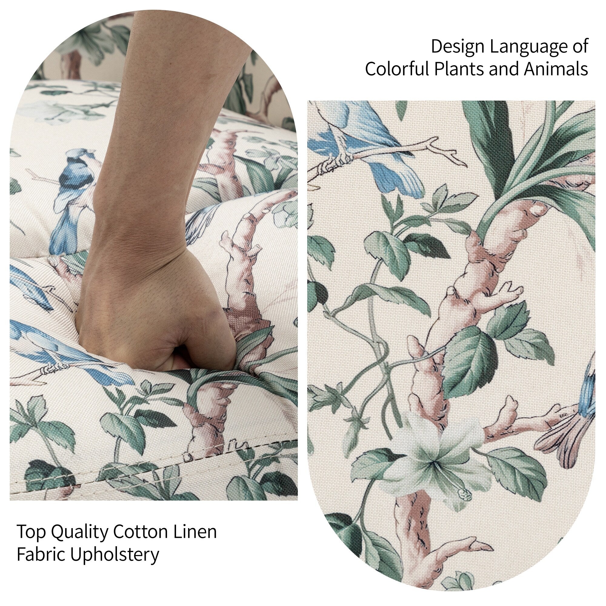 Fauteuil inclinable pivotant à motif floral de 29 po de largeur, à poussoir manuel