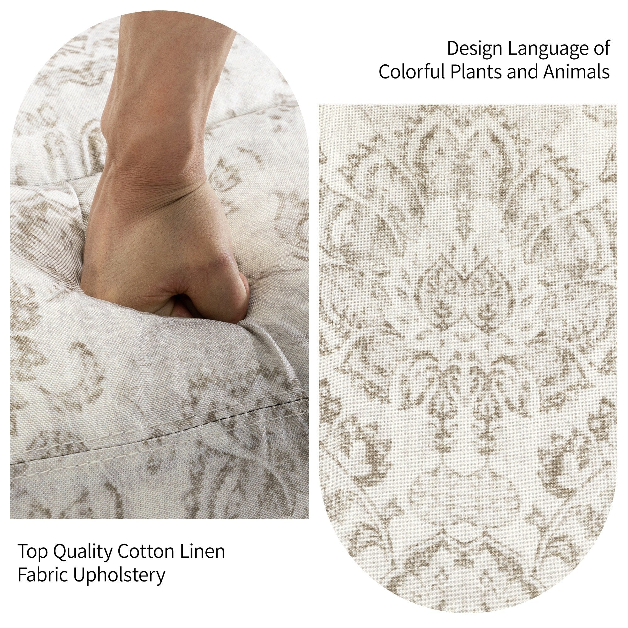 Fauteuil inclinable pivotant à motif floral de 29 po de largeur, à poussoir manuel