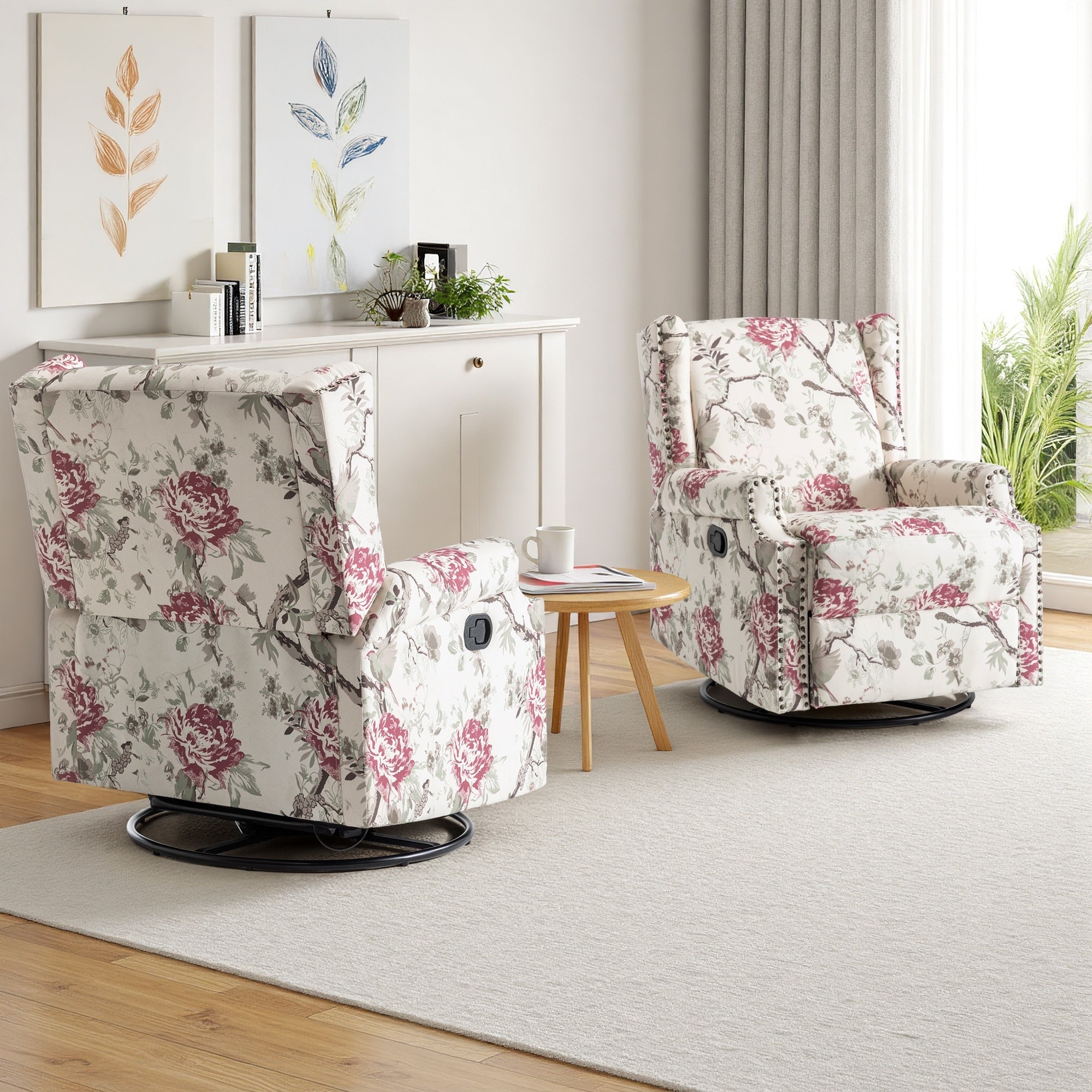 Ensemble de 2 fauteuils inclinables pivotants et coulissants de 29 po de largeur avec dossier à poussée manuelle