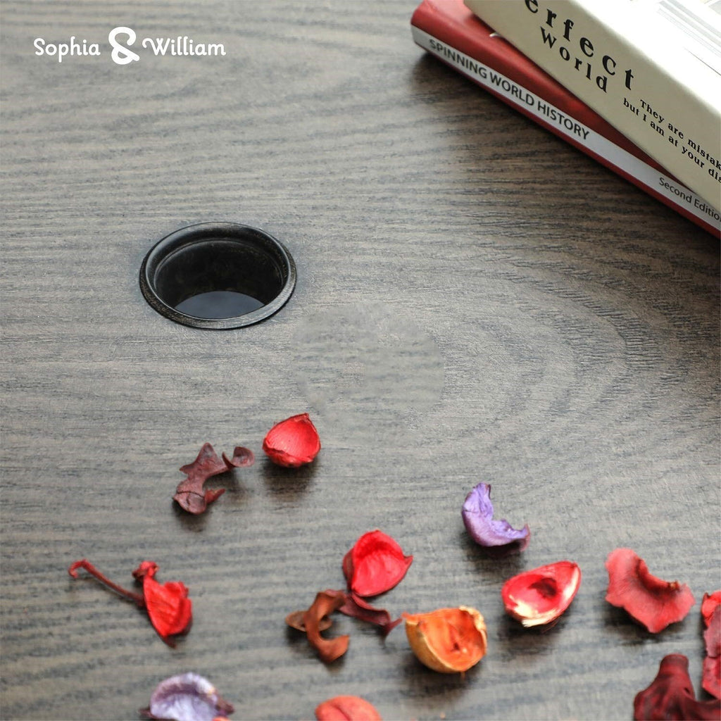 Ensemble de salle à manger d'extérieur 5 pièces, 4 chaises pivotantes rembourrées en mousse à séchage rapide et une table ronde en métal grain de bois de 44 pouces