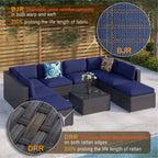 Ensemble de 9 canapés sectionnels rembourrés en rotin et osier pour patio - Ensembles de 9 pièces