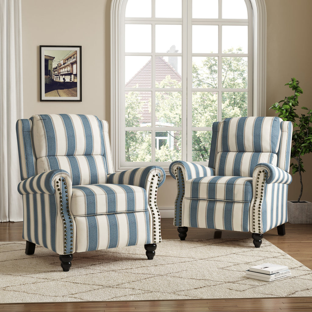 Ensemble de 2 fauteuils inclinables manuels avec garniture cloutée