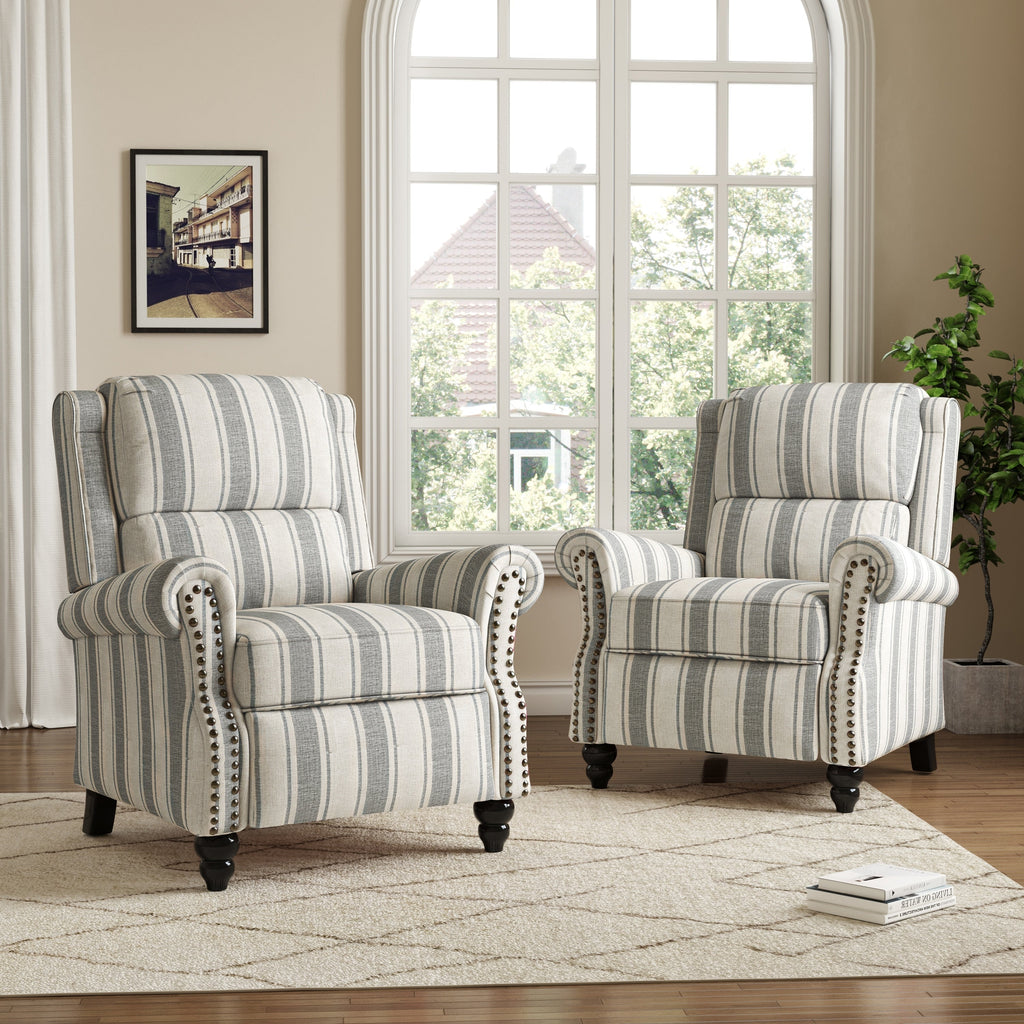 Ensemble de 2 fauteuils inclinables manuels avec garniture cloutée