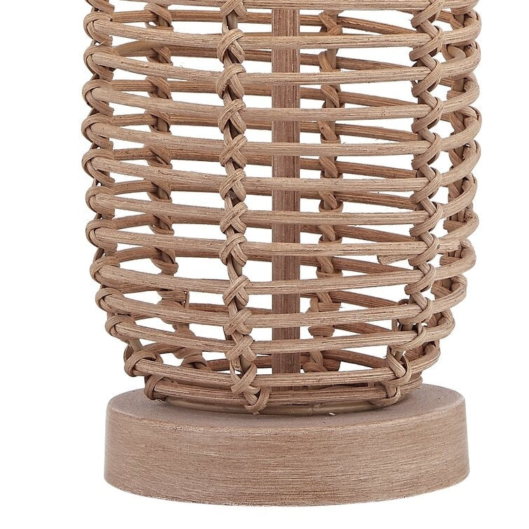 Lot de 2 lampes de chevet en rotin naturel (12 x 12 x 21 cm)