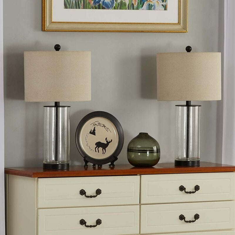 Lot de 2 lampes de table en verre transparent (23,75 $) - 13 x 13 x 23,75 $