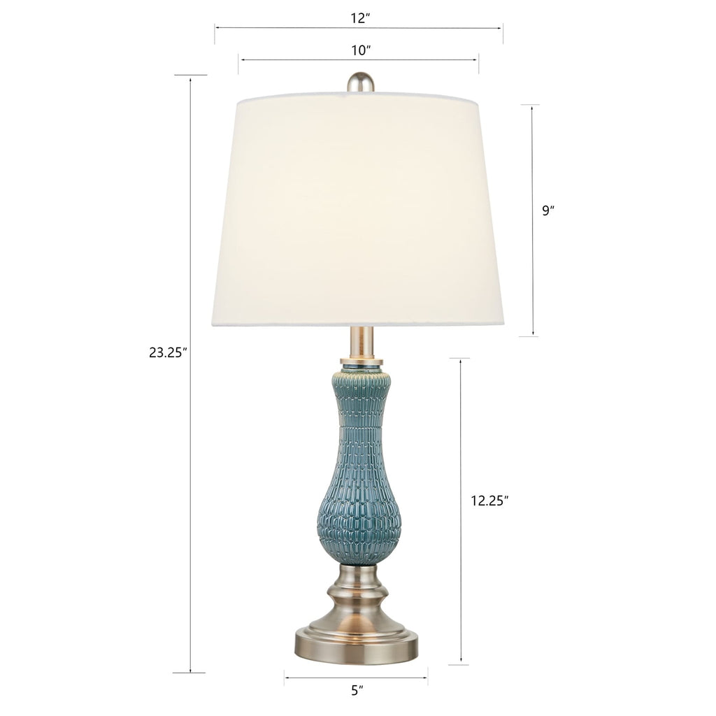 Lot de 2 lampes de table en verre bleu clair