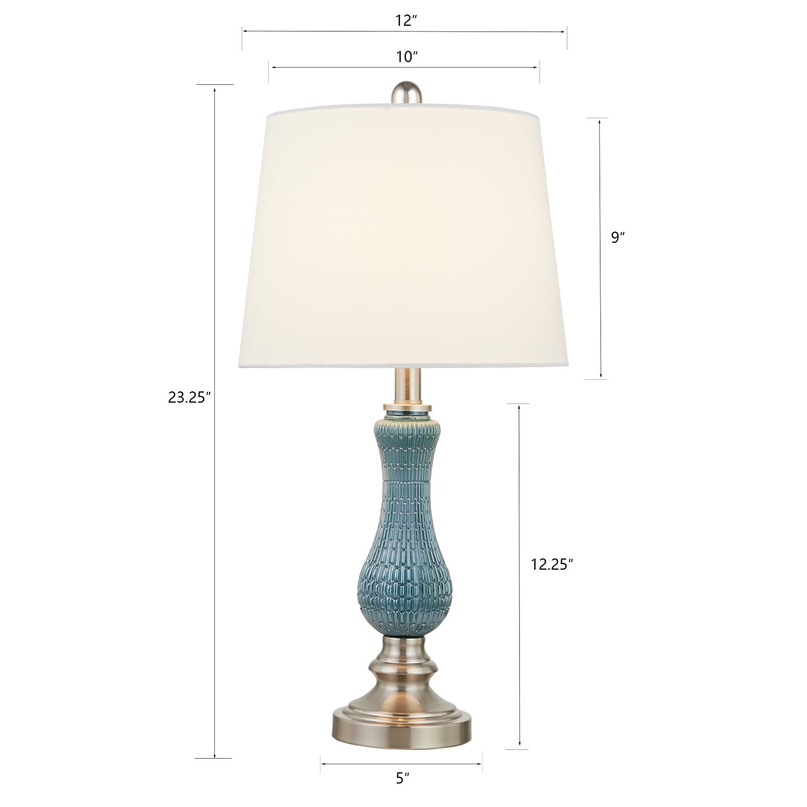 Lot de 2 lampes de table en verre bleu clair