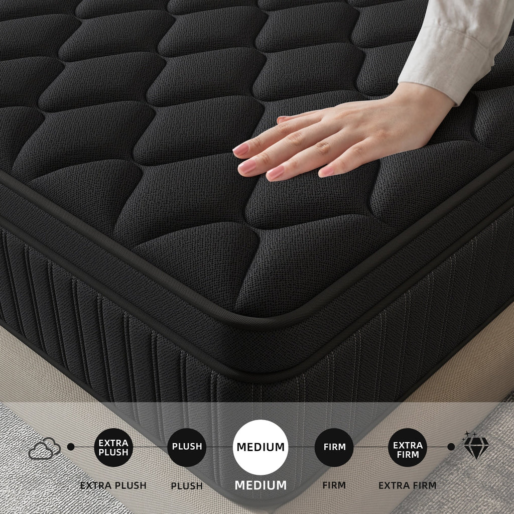 Matelas hybride à ressorts ensachés de taille moyenne, 12 pièces, dans une boîte