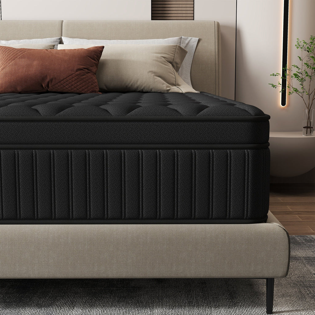 Matelas hybride à ressorts ensachés de taille moyenne, 12 pièces, dans une boîte