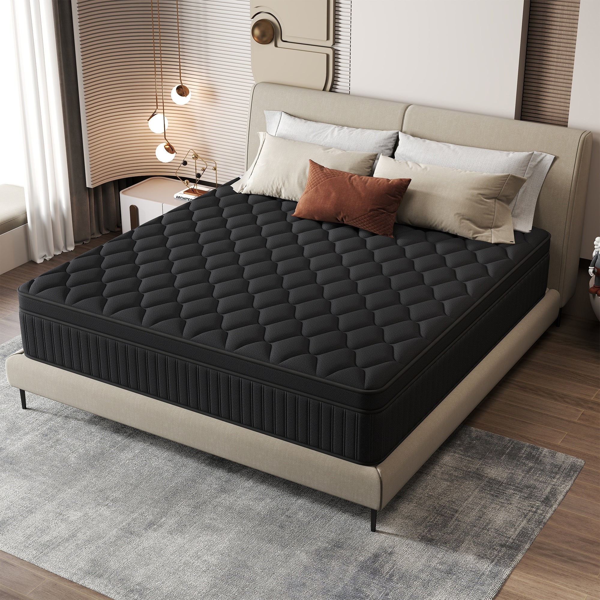 Matelas hybride à ressorts ensachés de taille moyenne, 12 pièces, dans une boîte