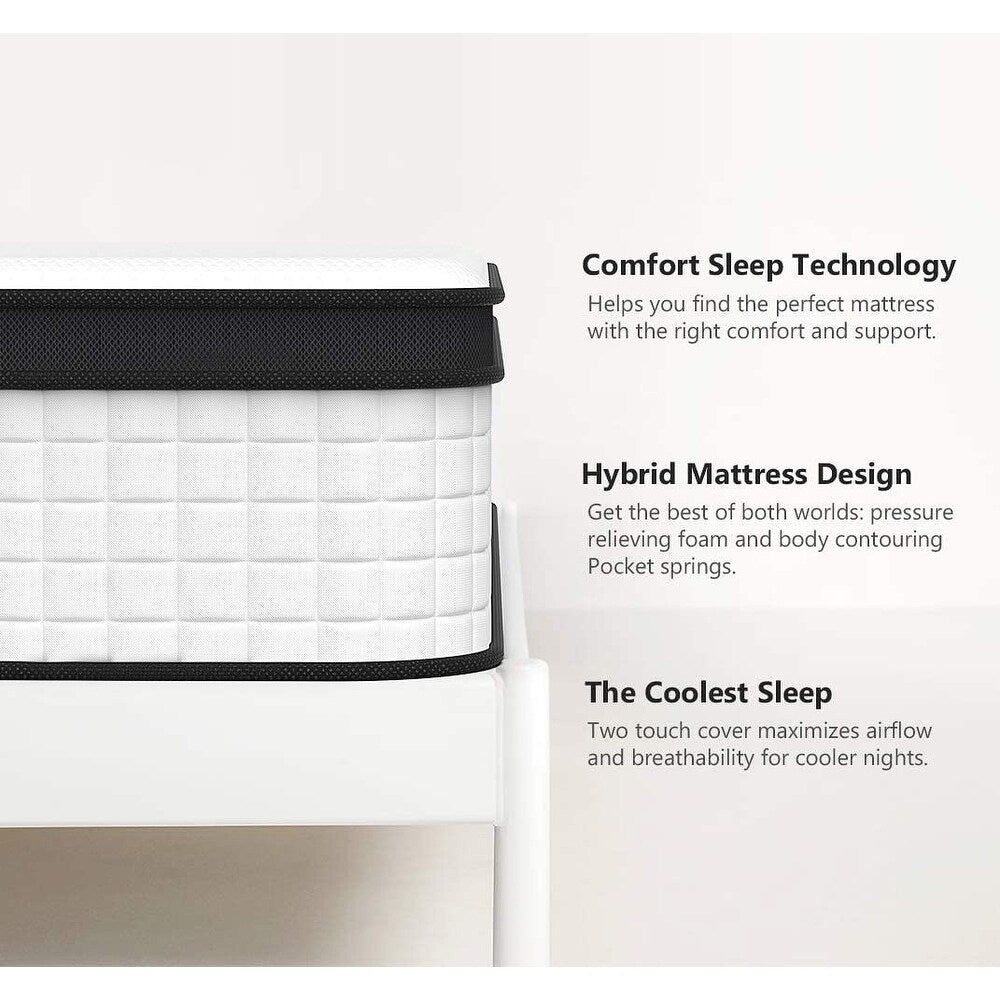 Matelas hybride à ressorts Comfort Support, livré en boîte, plusieurs tailles