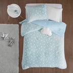 Parure de couette en peluche phosphorescente Avery Aqua par Intelligent Design Kids
