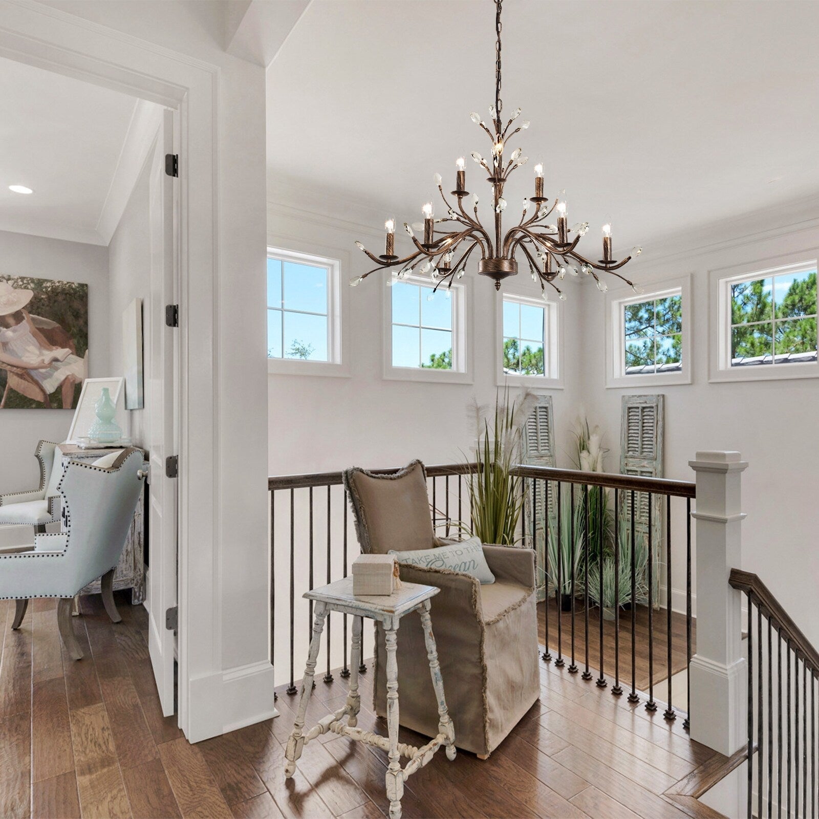 Lustre en cristal style bougie style rétro avec branches d'arbres