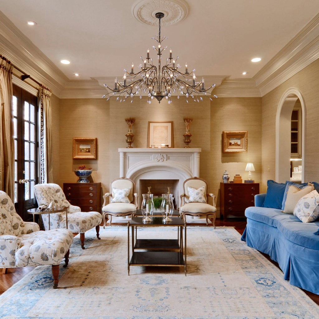 Lustre en cristal style bougie style rétro avec branches d'arbres