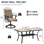 Ensembles de salle à manger d'extérieur 5/7/9 pièces avec chaises pivotantes en textilène 28 W et table