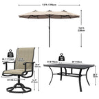 Ensembles de salle à manger d'extérieur 5/7/9 pièces avec chaises pivotantes en textilène 28 W et table