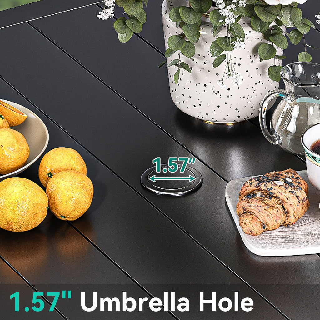 Ensembles de salle à manger d'extérieur 5/7/9 pièces avec chaises pivotantes en textilène 28 W et table