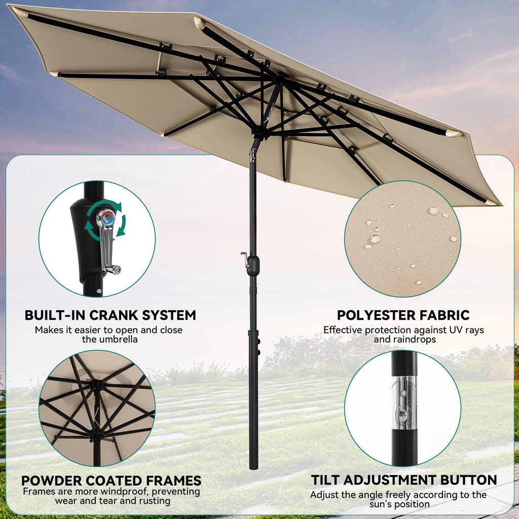 Ensembles de salle à manger d'extérieur 5/7/9 pièces avec chaises pivotantes en textilène 28 W et table