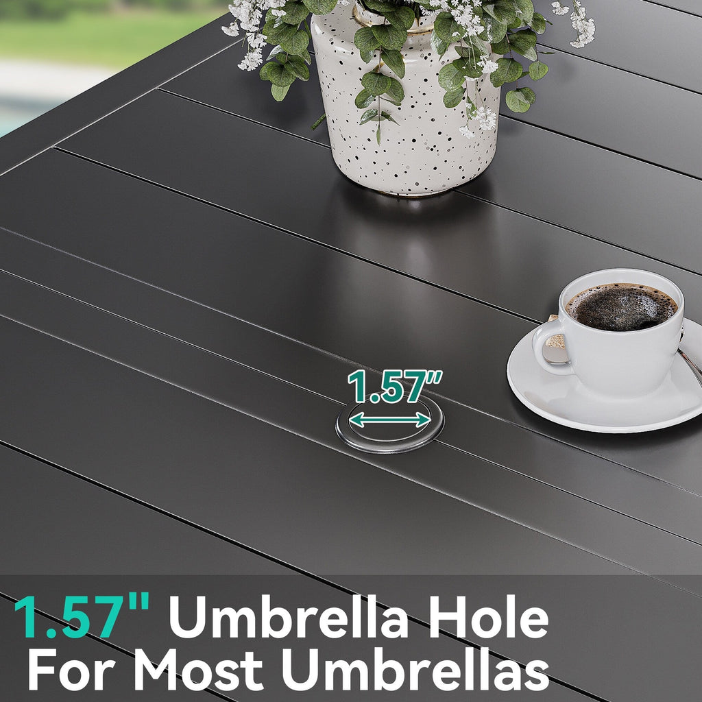 Ensembles de salle à manger d'extérieur 5/7/9 pièces avec chaises pivotantes en textilène 28 W et table