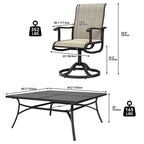 Ensembles de salle à manger d'extérieur 5/7/9 pièces avec chaises pivotantes en textilène 28 W et table