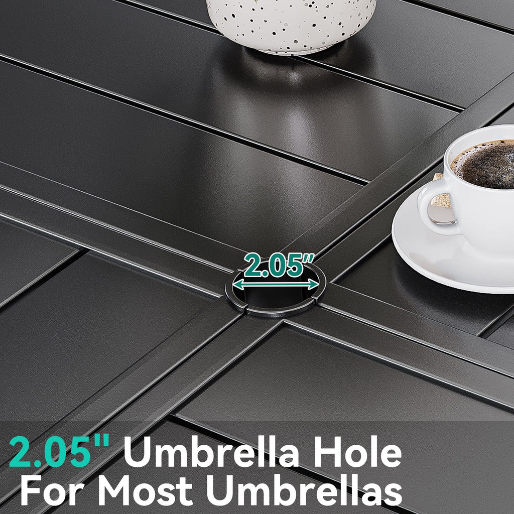 Ensembles de salle à manger d'extérieur 5/7/9 pièces avec chaises pivotantes en textilène 28 W et table