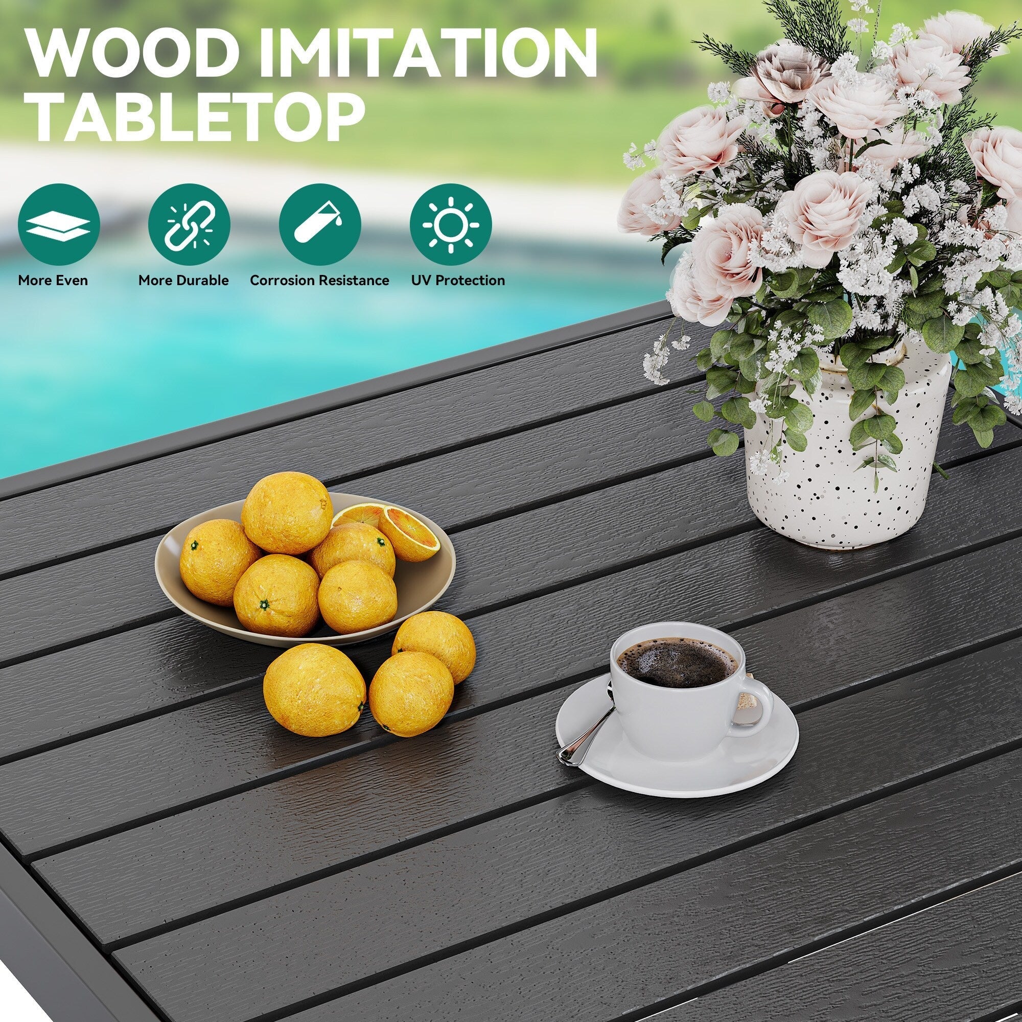 Ensembles de salle à manger d'extérieur 5/7/9 pièces avec chaises pivotantes en textilène 28 W et table