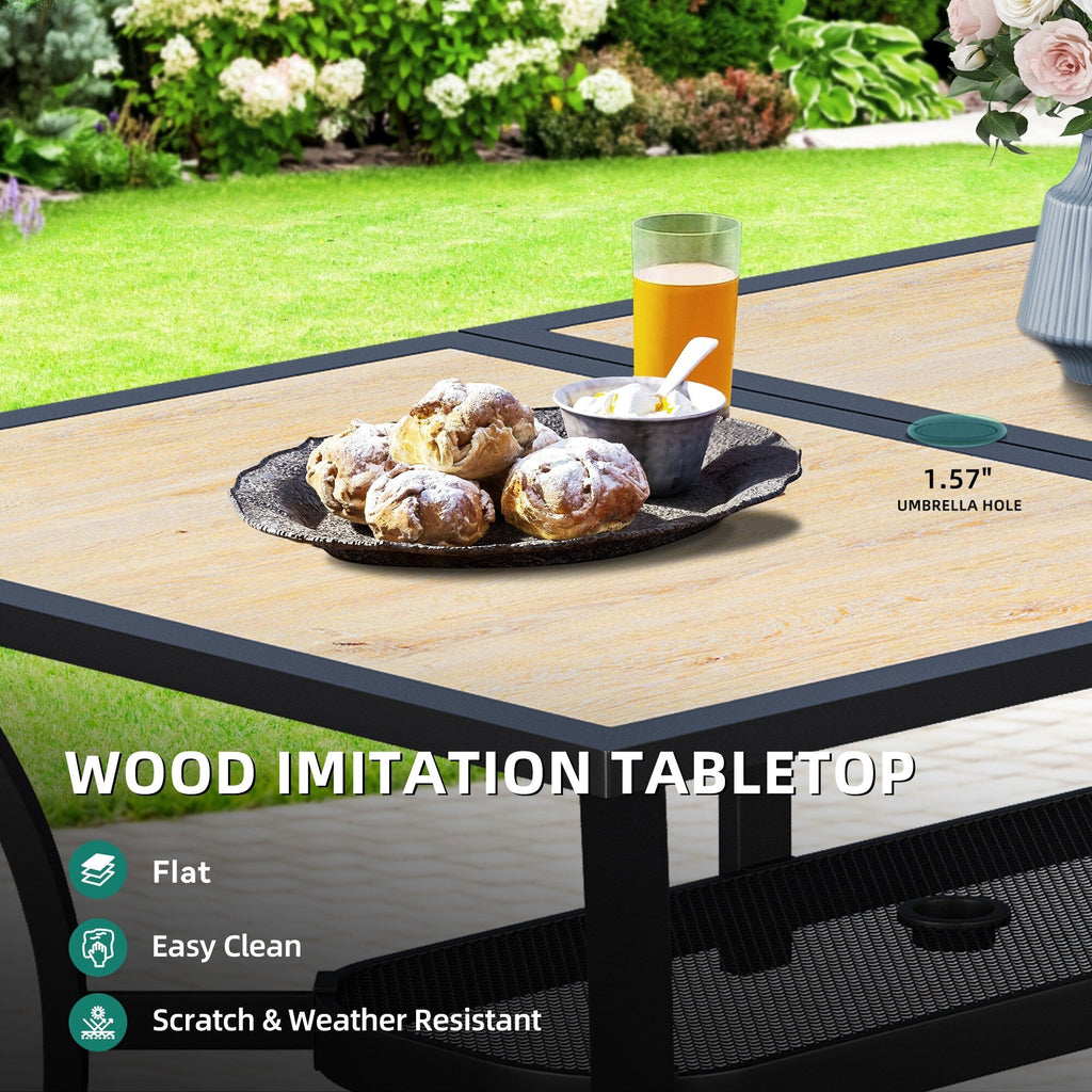 Ensembles de salle à manger d'extérieur 5/7/9 pièces avec chaises pivotantes en textilène 28 W et table