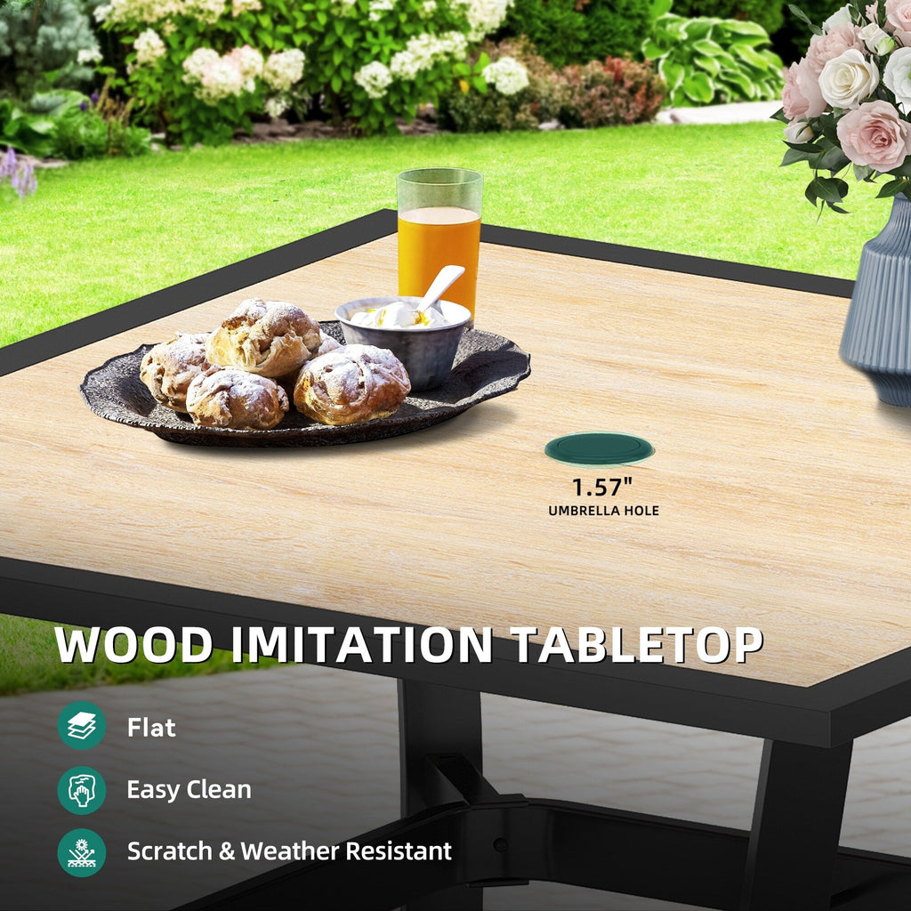 Ensembles de salle à manger d'extérieur 5/7/9 pièces avec chaises pivotantes en textilène 28 W et table