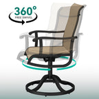 Ensembles de salle à manger d'extérieur 5/7/9 pièces avec chaises pivotantes en textilène 28 W et table