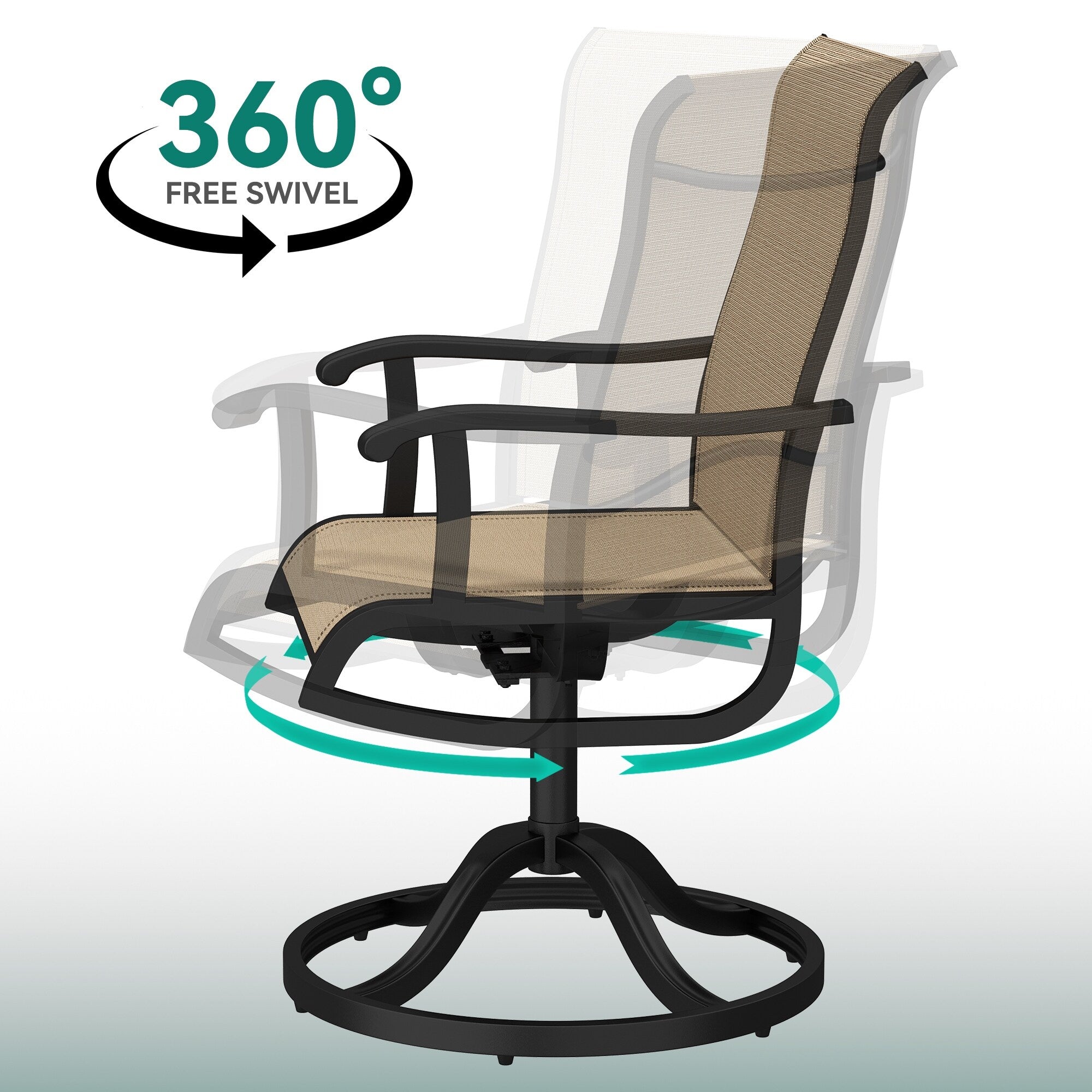 Ensembles de salle à manger d'extérieur 5/7/9 pièces avec chaises pivotantes en textilène 28 W et table