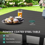 Ensembles de salle à manger d'extérieur 5/7/9 pièces avec chaises pivotantes en textilène 28 W et table