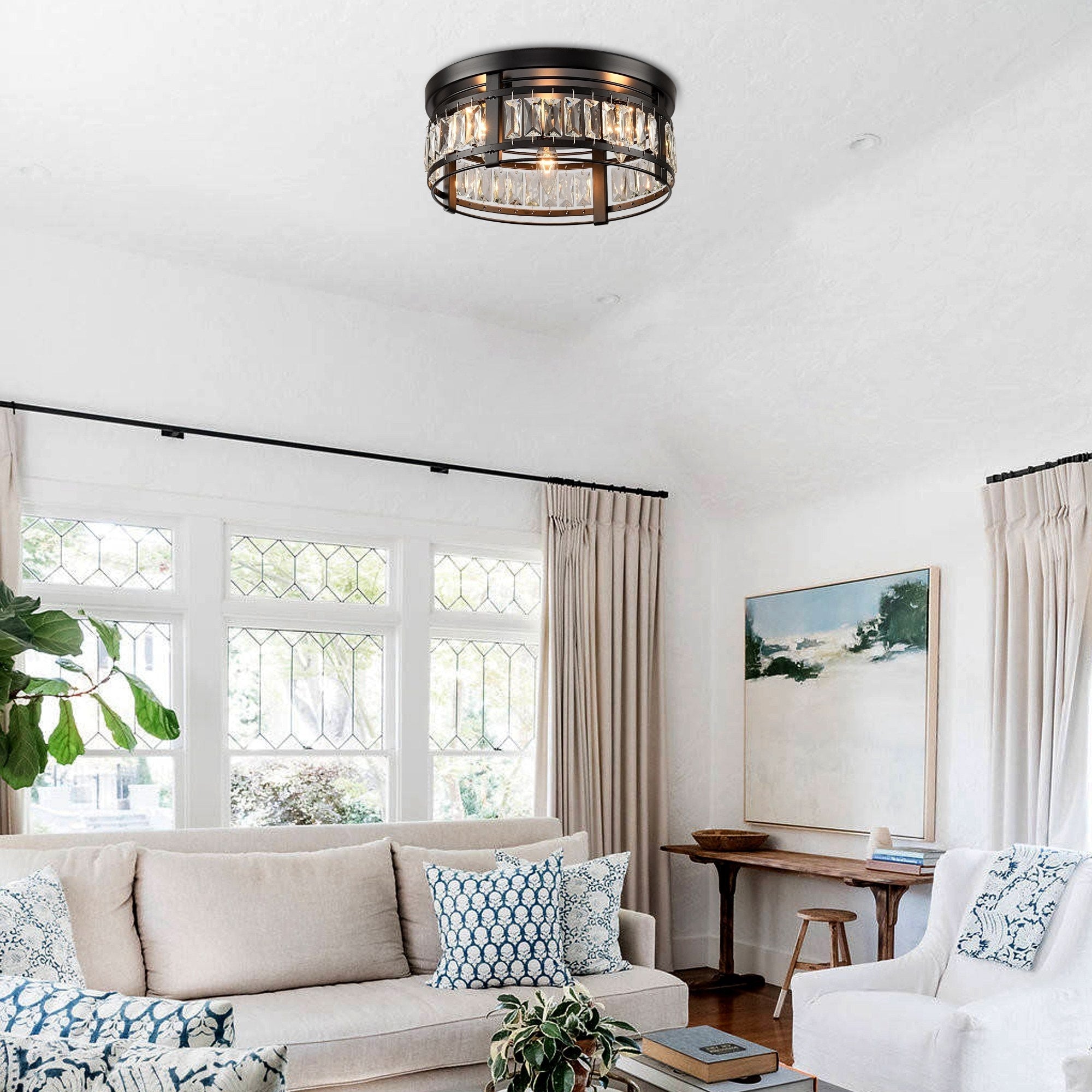 Plafonnier encastré industriel noir mat de 14 po