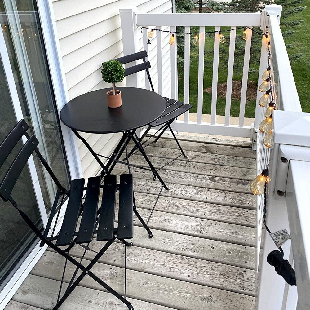 Ensemble bistrot pliant en métal 3 pièces, résistant aux intempéries, pour l'extérieur et l'intérieur, idéal pour la terrasse, la cour et le jardin.