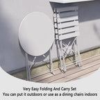 Ensemble bistrot pliant en métal 3 pièces, résistant aux intempéries, pour l'extérieur et l'intérieur, idéal pour la terrasse, la cour et le jardin.