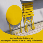 Ensemble bistrot pliant en métal 3 pièces, résistant aux intempéries, pour l'extérieur et l'intérieur, idéal pour la terrasse, la cour et le jardin.