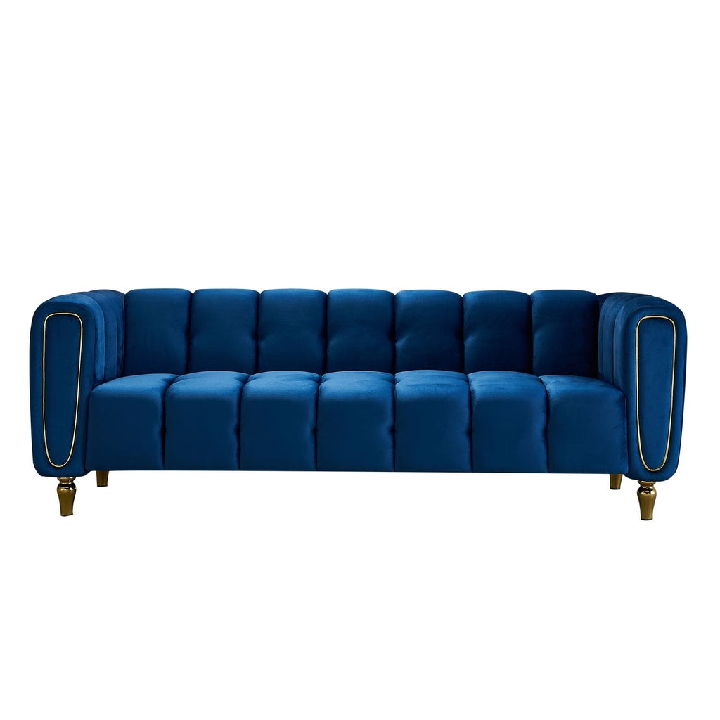 Canapé moderne en velours bleu - 31,89 x 83,07 x 27,95