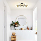 Plafonnier semi-encastré Spoutnik noir/doré pour salon, cuisine, bureau, chambre à coucher, hall d'entrée